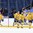 BUFFALO, NEW YORK - DECEMBER 31: Sweden's Timothy Liljegren #7, Tim Soderlund #9, Linus Lindstrom #16 and Jesper Sellgren #23 celebrate after a first period goal against Russia during preliminary round action at the 2018 IIHF World Junior Championship. (Photo by Matt Zambonin/HHOF-IIHF Images)

